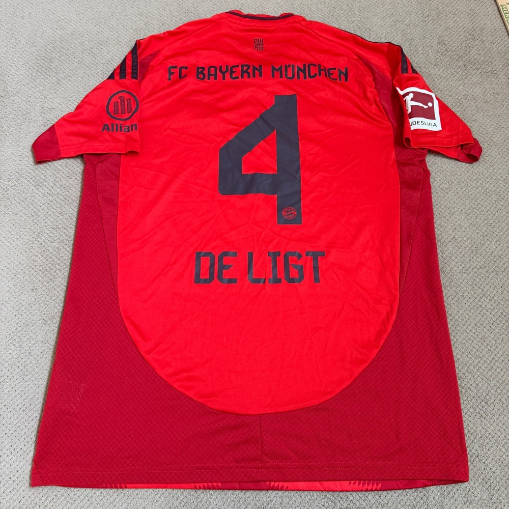 Adidas Bayern Munich 2023-2024 Home Jersey De Ligt #4 Red Mens XL HS5184